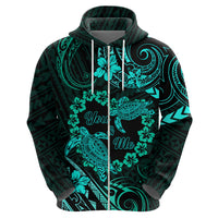 Polynesian Turtle Valentine Zip Hoodie You And Me Turquoise Hibiscus Heart LT01 - Polynesian Pride