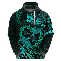 Polynesian Turtle Valentine Zip Hoodie You And Me Turquoise Hibiscus Heart LT01 - Polynesian Pride