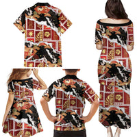 Hawaii Japanese Culture Black Family Matching Puletasi and Hawaiian Shirt Spring Cranes Aloha Pattern LT01 - Polynesian Pride