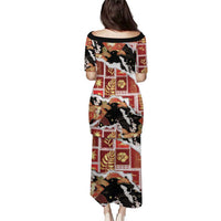 Hawaii Japanese Culture Black Family Matching Puletasi and Hawaiian Shirt Spring Cranes Aloha Pattern LT01 - Polynesian Pride