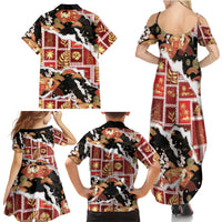 Hawaii Japanese Culture Black Family Matching Summer Maxi Dress and Hawaiian Shirt Spring Cranes Aloha Pattern LT01 - Polynesian Pride