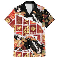 Hawaii Japanese Culture Black Family Matching Tank Maxi Dress and Hawaiian Shirt Spring Cranes Aloha Pattern LT01 Dad's Shirt - Short Sleeve Black - Polynesian Pride