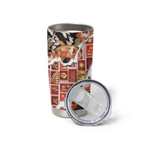 Hawaii Japanese Culture Black Tumbler Cup Spring Cranes Aloha Pattern