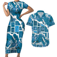 Hawaii Japanese Culture Blue Couples Matching Short Sleeve Bodycon Dress and Hawaiian Shirt Spring Cranes Aloha Pattern LT01 Blue - Polynesian Pride