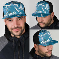 Hawaii Japanese Culture Blue Mesh Trucker Cap Spring Cranes Aloha Pattern