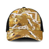 Hawaii Japanese Culture Gold Baseball Net Cap Spring Cranes Aloha Pattern