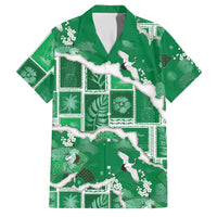 Hawaii Japanese Culture Green Family Matching Long Sleeve Bodycon Dress and Hawaiian Shirt Spring Cranes Aloha Pattern