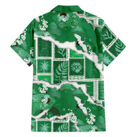Hawaii Japanese Culture Green Family Matching Short Sleeve Bodycon Dress and Hawaiian Shirt Spring Cranes Aloha Pattern