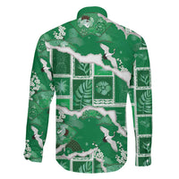Hawaii Japanese Culture Green Family Matching Short Sleeve Bodycon Dress and Hawaiian Shirt Spring Cranes Aloha Pattern