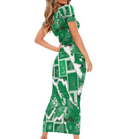 Hawaii Japanese Culture Green Family Matching Short Sleeve Bodycon Dress and Hawaiian Shirt Spring Cranes Aloha Pattern