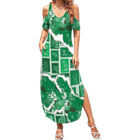 Hawaii Japanese Culture Green Family Matching Summer Maxi Dress and Hawaiian Shirt Spring Cranes Aloha Pattern LT01 Mom's Dress Green - Polynesian Pride