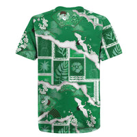 Hawaii Japanese Culture Green Rugby Jersey Spring Cranes Aloha Pattern LT01 - Polynesian Pride
