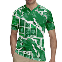 Hawaii Japanese Culture Green Rugby Jersey Spring Cranes Aloha Pattern LT01 - Polynesian Pride