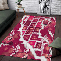 Hawaii Japanese Culture Pink Area Rug Spring Cranes Aloha Pattern LT01 Pink - Polynesian Pride
