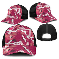 Hawaii Japanese Culture Pink Baseball Net Cap Spring Cranes Aloha Pattern
