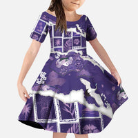 Hawaii Japanese Culture Purple Family Matching Puletasi and Hawaiian Shirt Spring Cranes Aloha Pattern LT01 Daughter's Dress Purple - Polynesian Pride