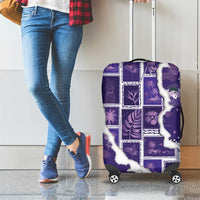 Hawaii Japanese Culture Purple Luggage Cover Spring Cranes Aloha Pattern