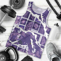 Hawaii Japanese Culture Purple Men Tank Top Spring Cranes Aloha Pattern