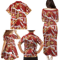 Hawaii Japanese Culture Red Family Matching Puletasi and Hawaiian Shirt Spring Cranes Aloha Pattern LT01 - Polynesian Pride