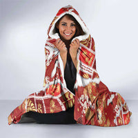 Hawaii Japanese Culture Red Hooded Blanket Spring Cranes Aloha Pattern LT01 - Polynesian Pride