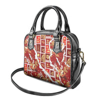 Hawaii Japanese Culture Red Shoulder Handbag Spring Cranes Aloha Pattern