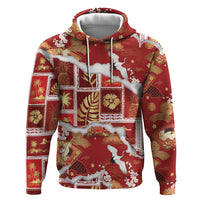 Hawaii Japanese Culture Red Zip Hoodie Spring Cranes Aloha Pattern LT01 Pullover Hoodie Red - Polynesian Pride