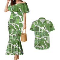 Hawaii Japanese Culture Sage Green Couples Matching Mermaid Dress and Hawaiian Shirt Spring Cranes Aloha Pattern LT01 Sage - Polynesian Pride