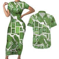 Hawaii Japanese Culture Sage Green Couples Matching Short Sleeve Bodycon Dress and Hawaiian Shirt Spring Cranes Aloha Pattern LT01 Sage - Polynesian Pride