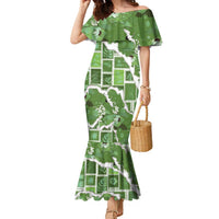 Hawaii Japanese Culture Sage Green Family Matching Mermaid Dress and Hawaiian Shirt Spring Cranes Aloha Pattern