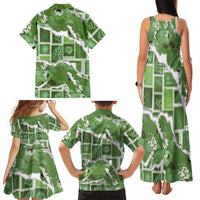 Hawaii Japanese Culture Sage Green Family Matching Tank Maxi Dress and Hawaiian Shirt Spring Cranes Aloha Pattern