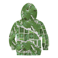 Hawaii Japanese Culture Sage Green Kid Hoodie Spring Cranes Aloha Pattern