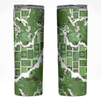 Hawaii Japanese Culture Sage Green Skinny Tumbler Spring Cranes Aloha Pattern