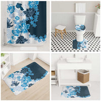 Blue Hibiscus Plumeria Floral Bathroom Set - Polynesian Pride