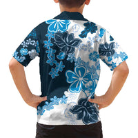 Blue Hibiscus Plumeria Floral Family Matching Puletasi and Hawaiian Shirt LT01 - Polynesian Pride