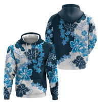 Blue Hibiscus Plumeria Floral Hoodie - Polynesian Pride