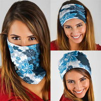 Blue Hibiscus Plumeria Floral Neck Gaiter LT01 - Polynesian Pride