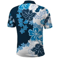 Blue Hibiscus Plumeria Floral Polo Shirt - Polynesian Pride