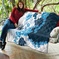 Blue Hibiscus Plumeria Floral Quilt LT01 - Polynesian Pride