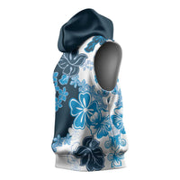 Blue Hibiscus Plumeria Floral Sleeveless Hoodie - Polynesian Pride
