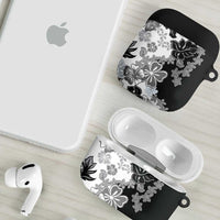 Gray Scale Hibiscus Plumeria Floral AirPods Case - Polynesian Pride