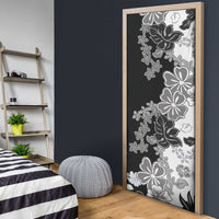 Gray Scale Hibiscus Plumeria Floral Door Cover - Polynesian Pride