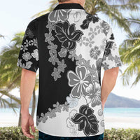 Gray Scale Hibiscus Plumeria Floral Hawaiian Shirt - Polynesian Pride