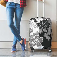 Gray Scale Hibiscus Plumeria Floral Luggage Cover - Polynesian Pride