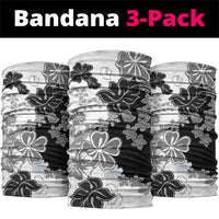 Gray Scale Hibiscus Plumeria Floral Neck Gaiter LT01 package One Size: 25*50cm Black - Polynesian Pride