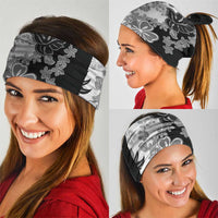 Gray Scale Hibiscus Plumeria Floral Neck Gaiter LT01 - Polynesian Pride