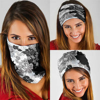 Gray Scale Hibiscus Plumeria Floral Neck Gaiter LT01 - Polynesian Pride