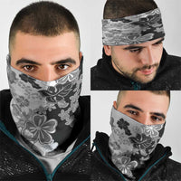 Gray Scale Hibiscus Plumeria Floral Neck Gaiter LT01 - Polynesian Pride