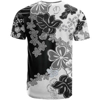 Gray Scale Hibiscus Plumeria Floral T Shirt - Polynesian Pride