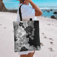 Gray Scale Hibiscus Plumeria Floral Tote Bag LT01 - Polynesian Pride