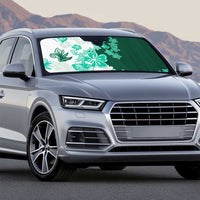 Green Hibiscus Plumeria Floral Auto Sun Shade - Polynesian Pride